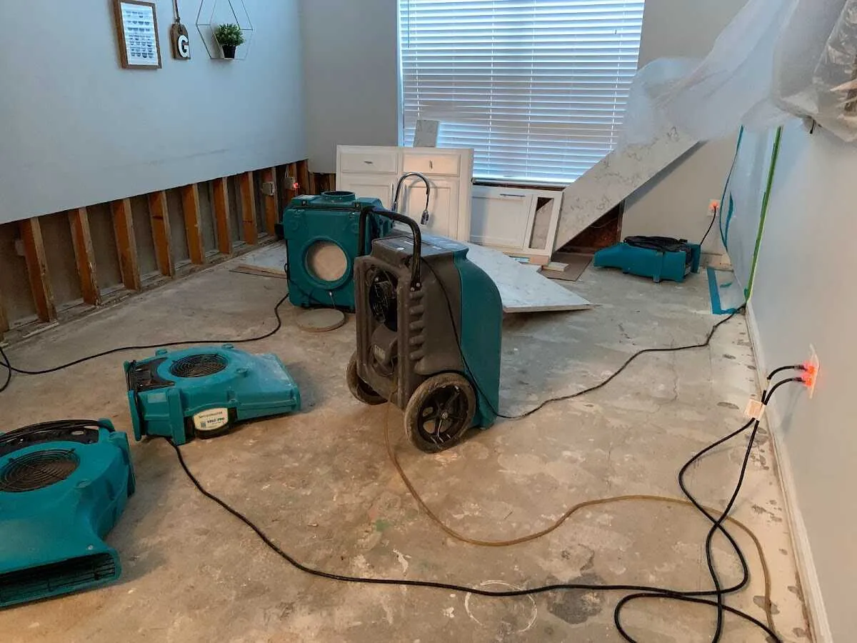 Dehumidifier in flood-cut room for Water Damage Restoration in Lower Paxton